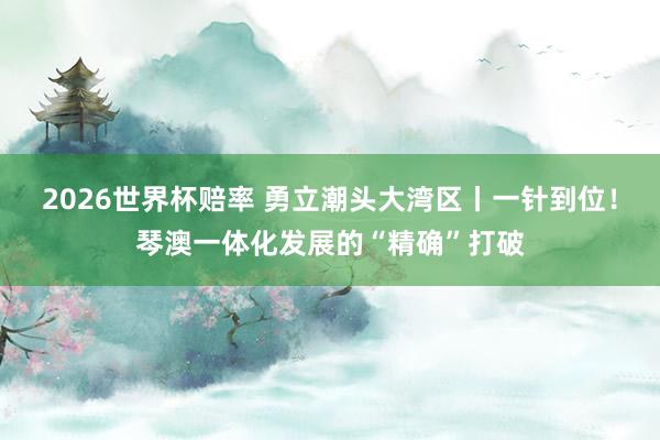 2026世界杯赔率 勇立潮头大湾区丨一针到位!琴澳一体化发展的“精确”打破