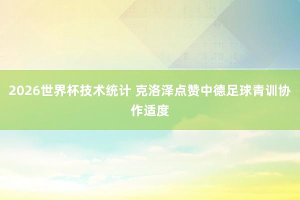 2026世界杯技术统计 克洛泽点赞中德足球青训协作适度