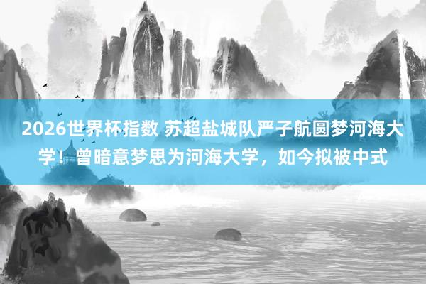 2026世界杯指数 苏超盐城队严子航圆梦河海大学!曾暗意梦思为河海大学,如今拟被中式