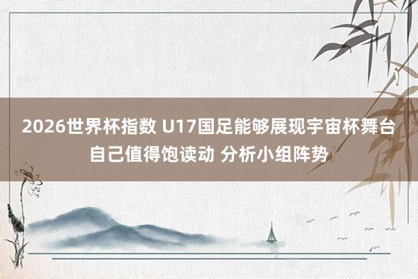2026世界杯指数 U17国足能够展现宇宙杯舞台自己值得饱读动 分析小组阵势