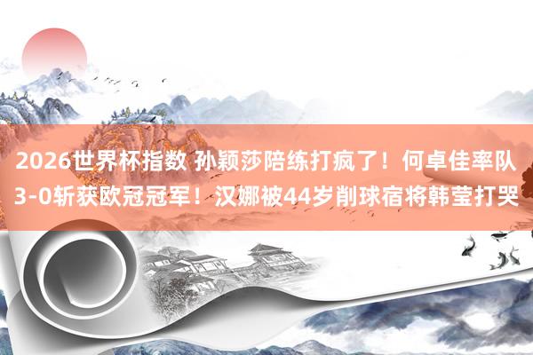 2026世界杯指数 孙颖莎陪练打疯了!何卓佳率队3-0斩获欧冠冠军!汉娜被44岁削球宿将韩莹打哭