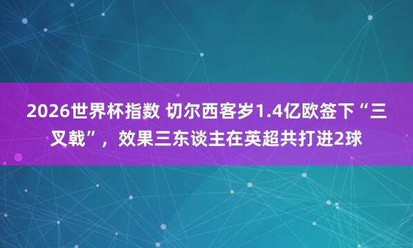 2026世界杯指数 切尔西客岁1.4亿欧签下“三叉戟”,效果三东谈主在英超共打进2球