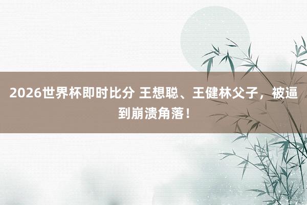2026世界杯即时比分 王想聪、王健林父子,被逼到崩溃角落!