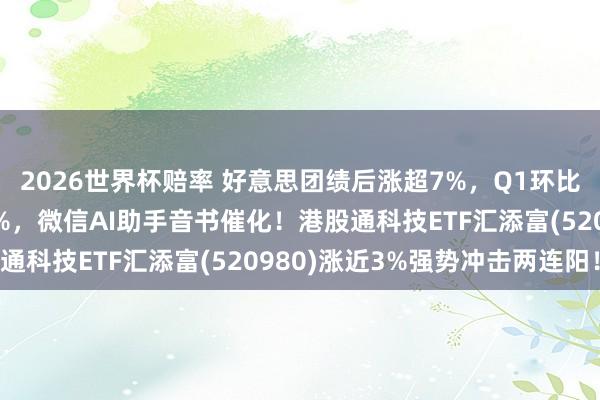 2026世界杯赔率 好意思团绩后涨超7%,Q1环比减亏百亿!腾讯涨超4%,微信AI助手音书催化!港股通科技ETF汇添富(520980)涨近3%强势冲击两连阳!
