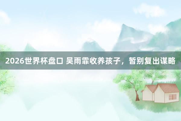 2026世界杯盘口 吴雨霏收养孩子,暂别复出谋略