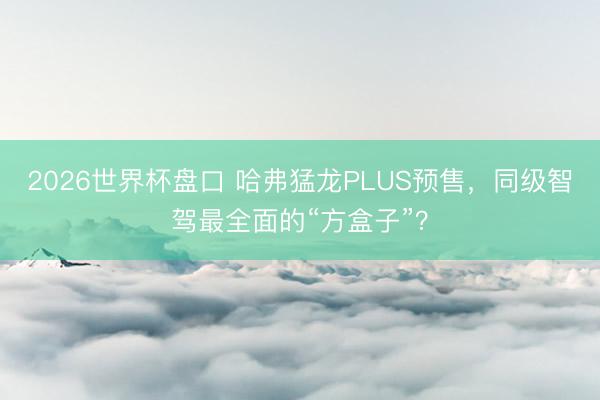 2026世界杯盘口 哈弗猛龙PLUS预售,同级智驾最全面的“方盒子”?