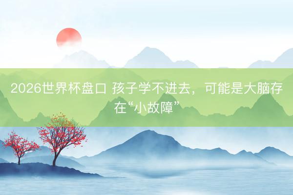 2026世界杯盘口 孩子学不进去,可能是大脑存在“小故障”